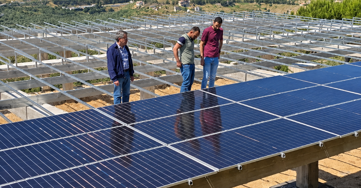 Instalaciones solares que facilitan el acceso al agua y al saneamiento en el Líbano.